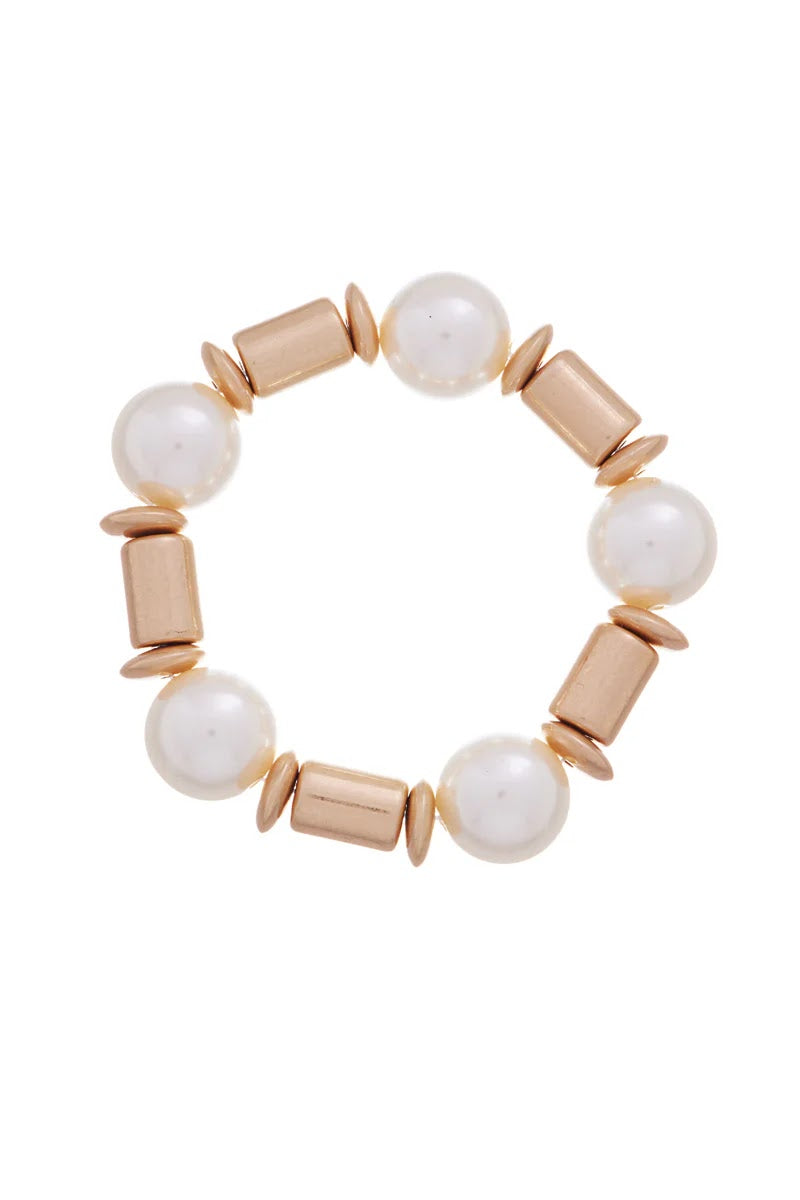 Pearl Stretch Bracelet - Gold