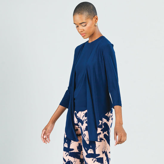 Tie Front Cardigan - Navy