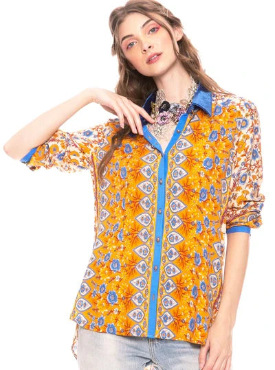 The Anna Blouse - Rust Blue