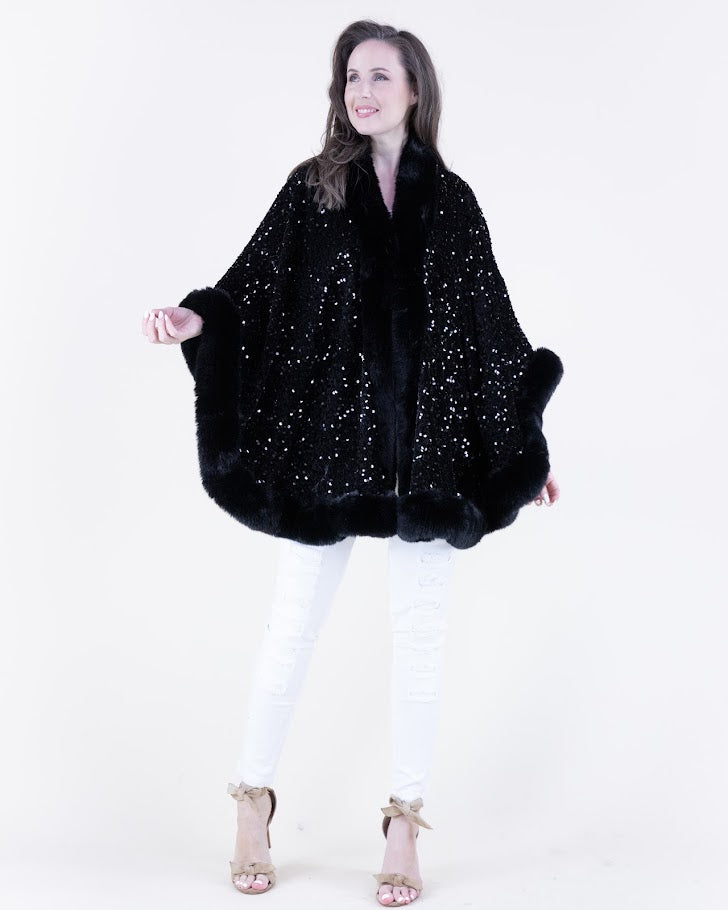 Sassy In Sequin Cape - Black