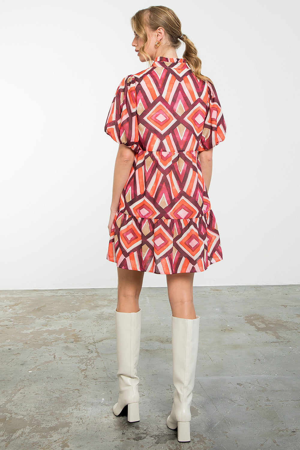 Geo Midi Dress - Red