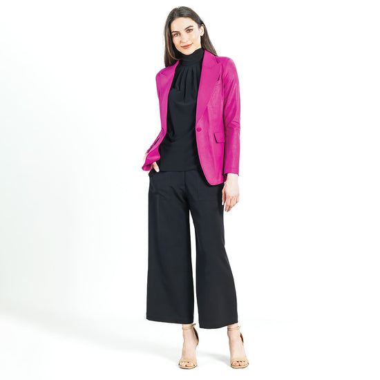 Faux Leather Blazer - Magenta
