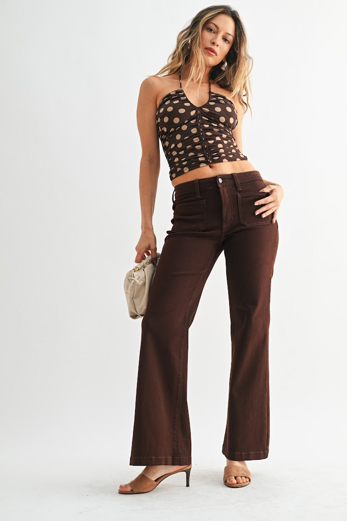 Patch Pocket HR Jeans - Brown