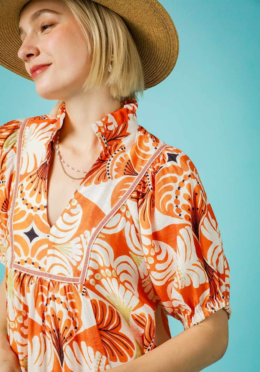 The Macy Dress - Orange Mix