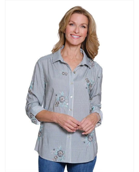 Classic Blouse - Stone/Seafoam