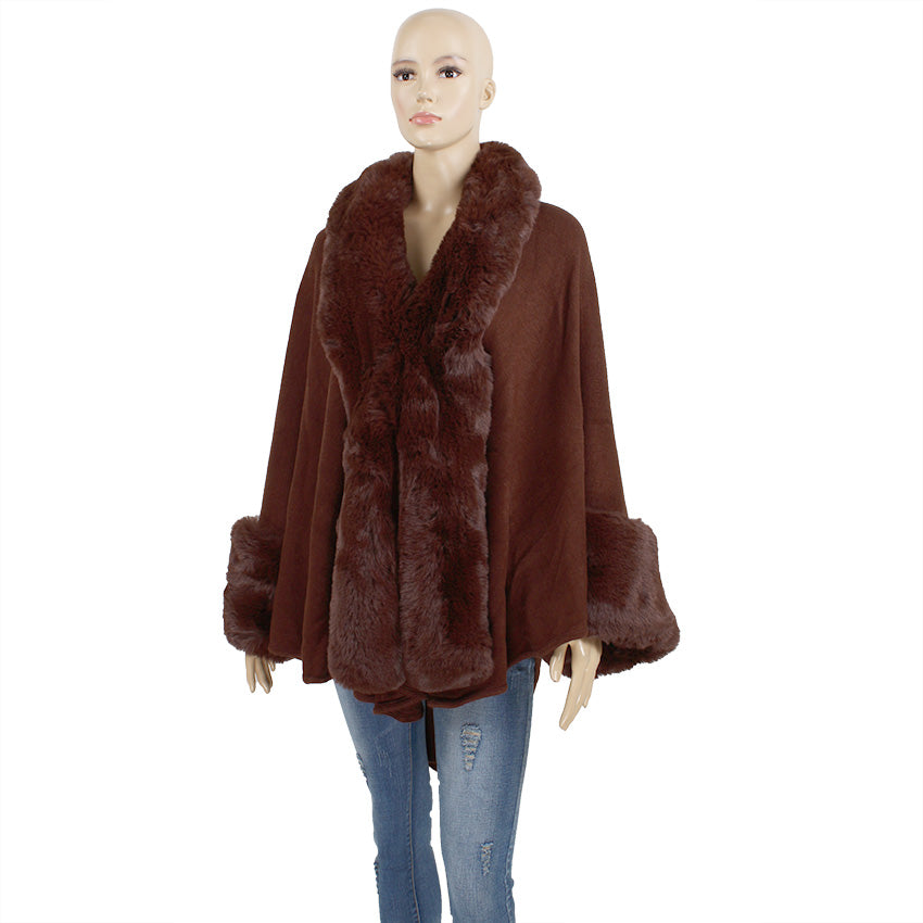 Fun In Fur Shawl - Coffee