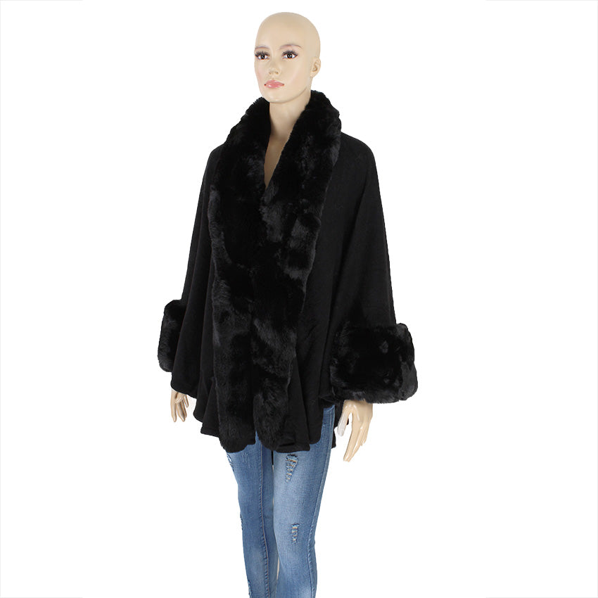 Fun In Fur Shawl - Black