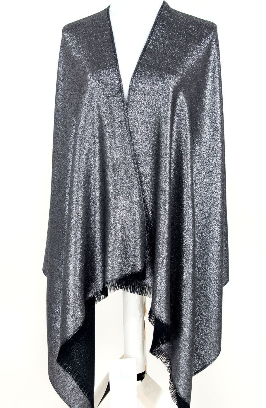 2 Way Solid Metallic Pashmina - Black