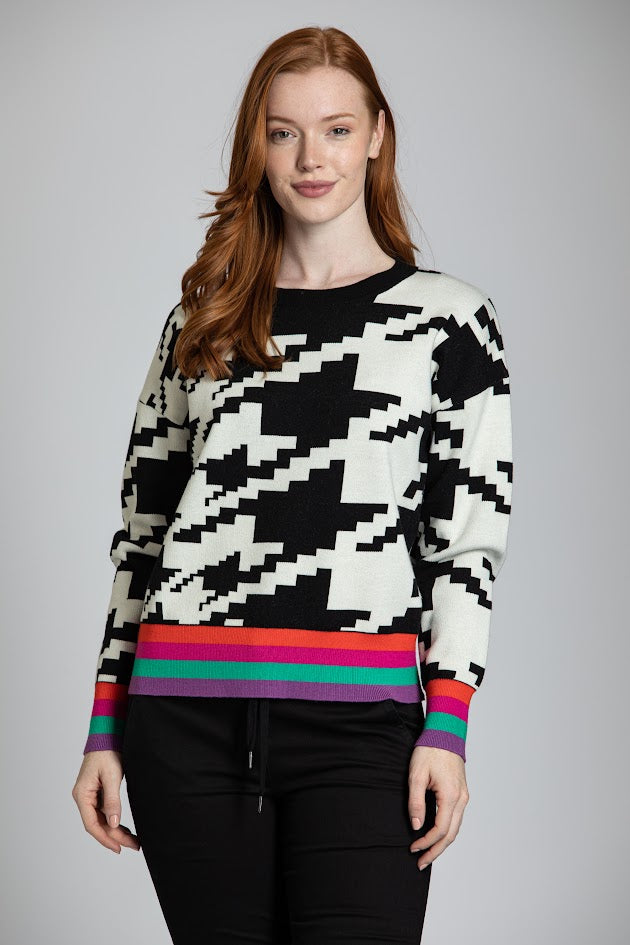 Houndstooth Sweater - Black/White