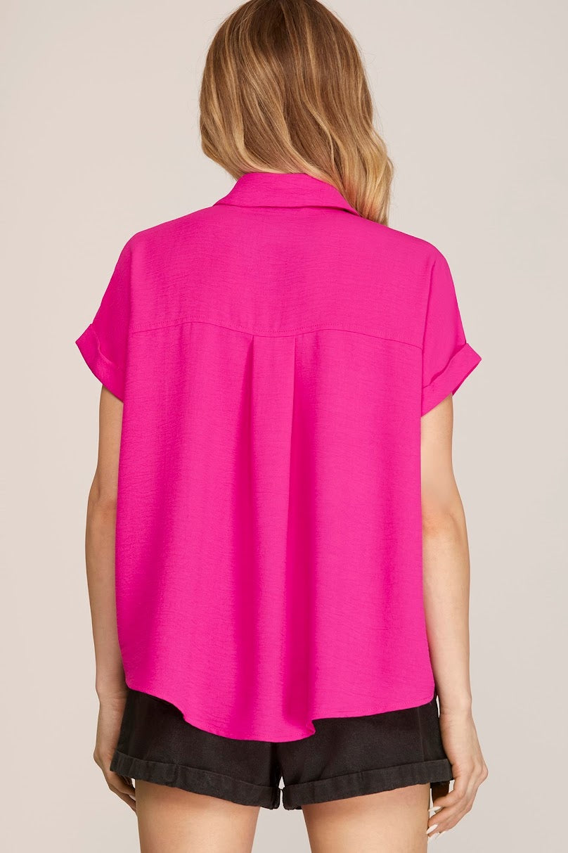The Adelle Top - Hot Pink