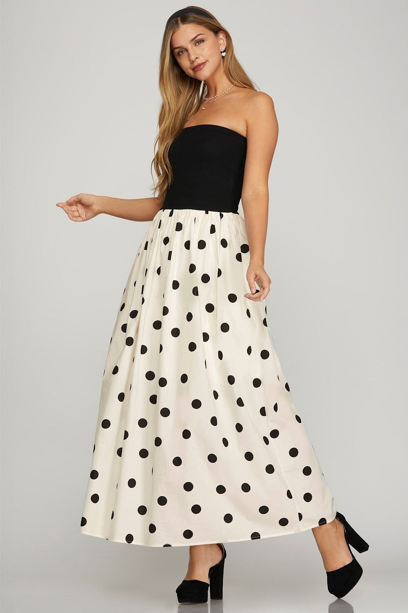 Let's Polka Dress - Black Off White