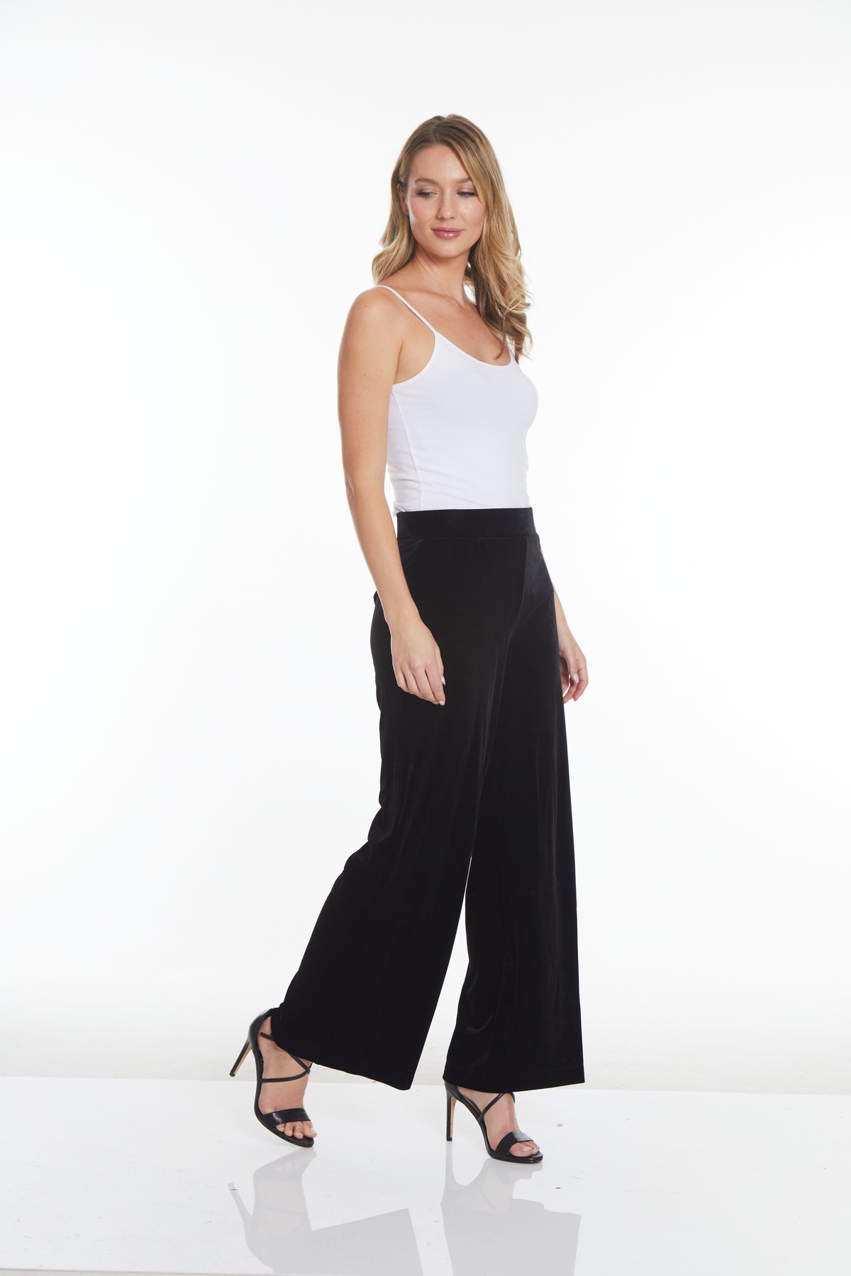 Velvet Wide Leg Pant - Black