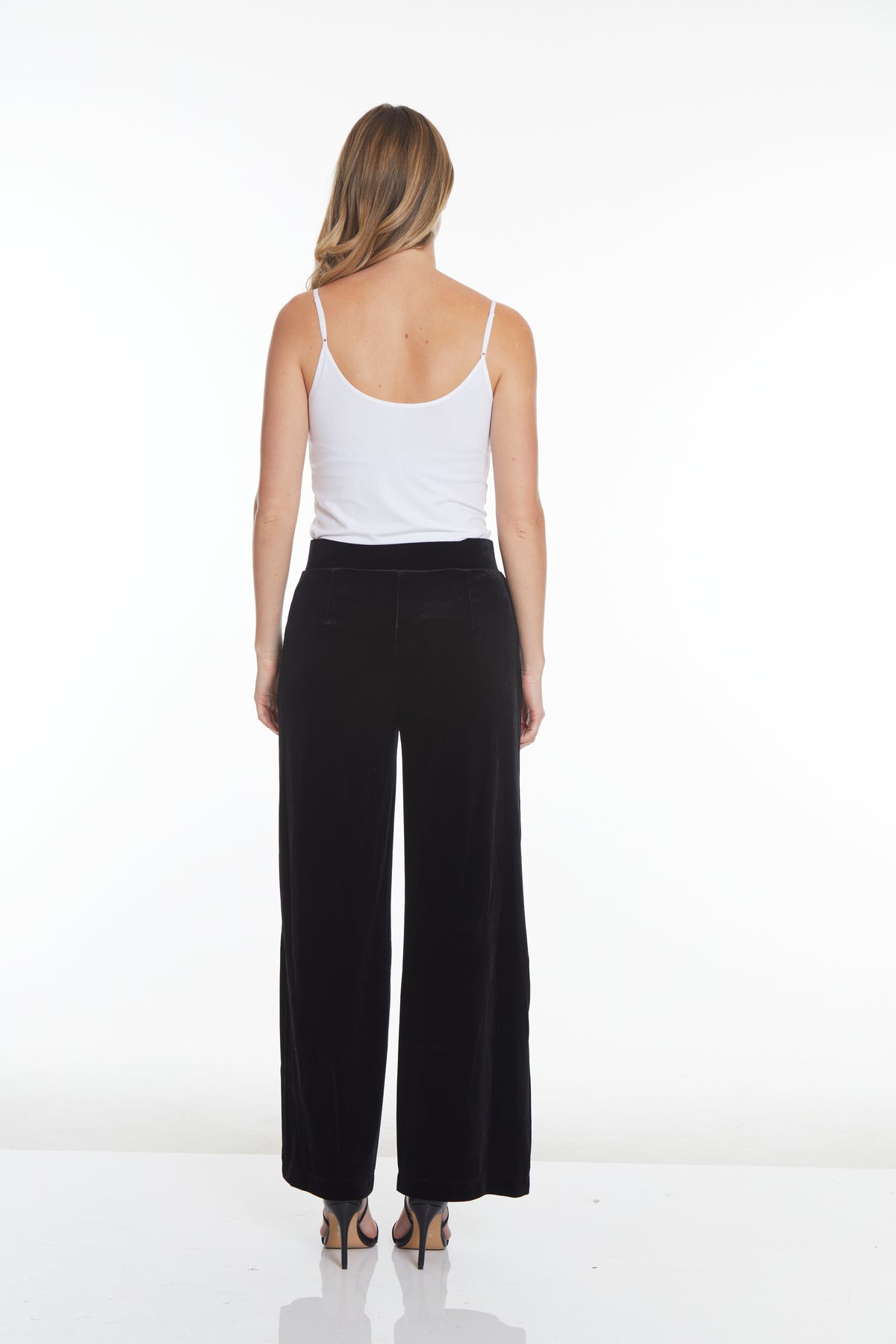 Velvet Wide Leg Pant - Black