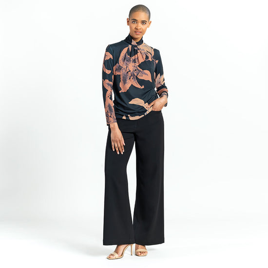 lily Print Top - Black/Coffee