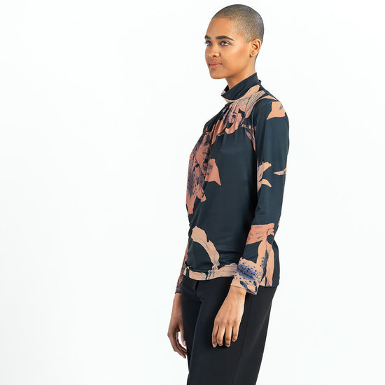 lily Print Top - Black/Coffee
