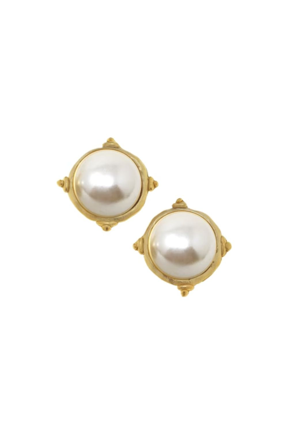 Pearl Cabachon Earring - Gold