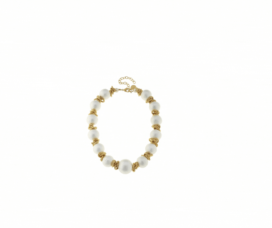 Cotton Pearl Choker - Gold
