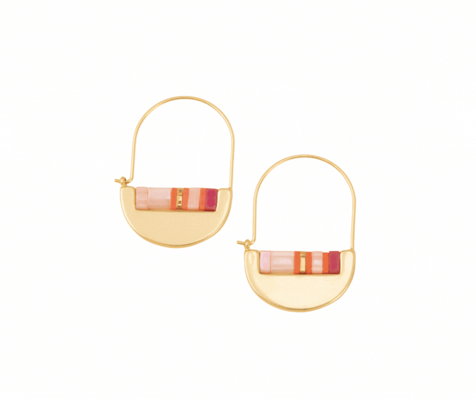 Good Karma Miyuki Hoop - Pink Multi Gold