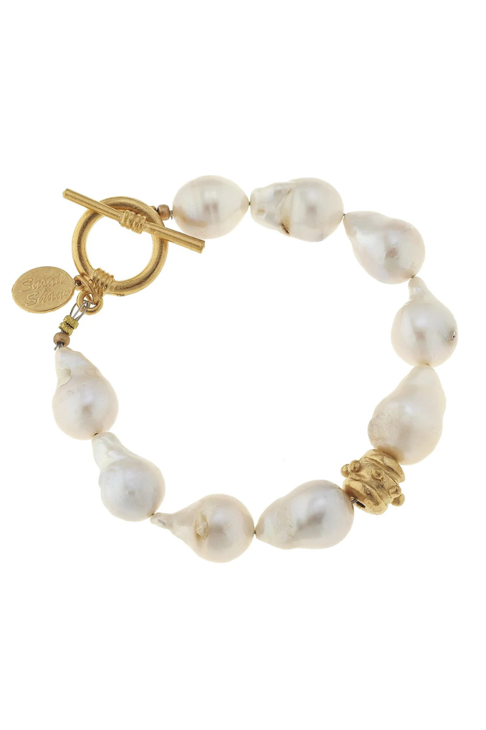 Baroque Pearl Toggle Bracelet - Gold