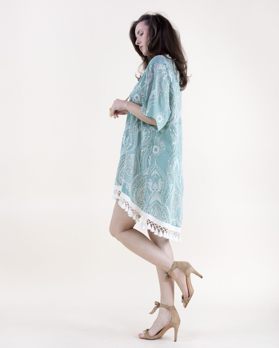 Bohemian Mini Dress - Turquoise