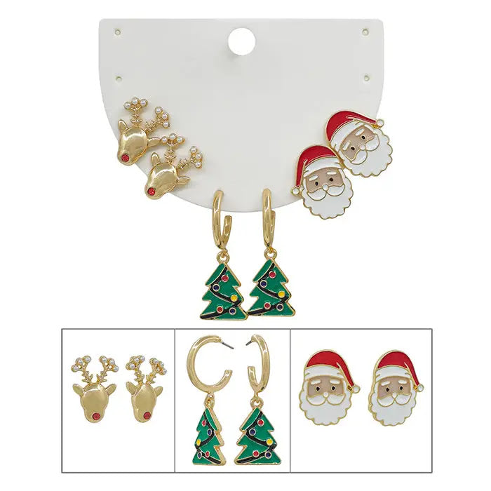 Christmas Earring Set - Gold