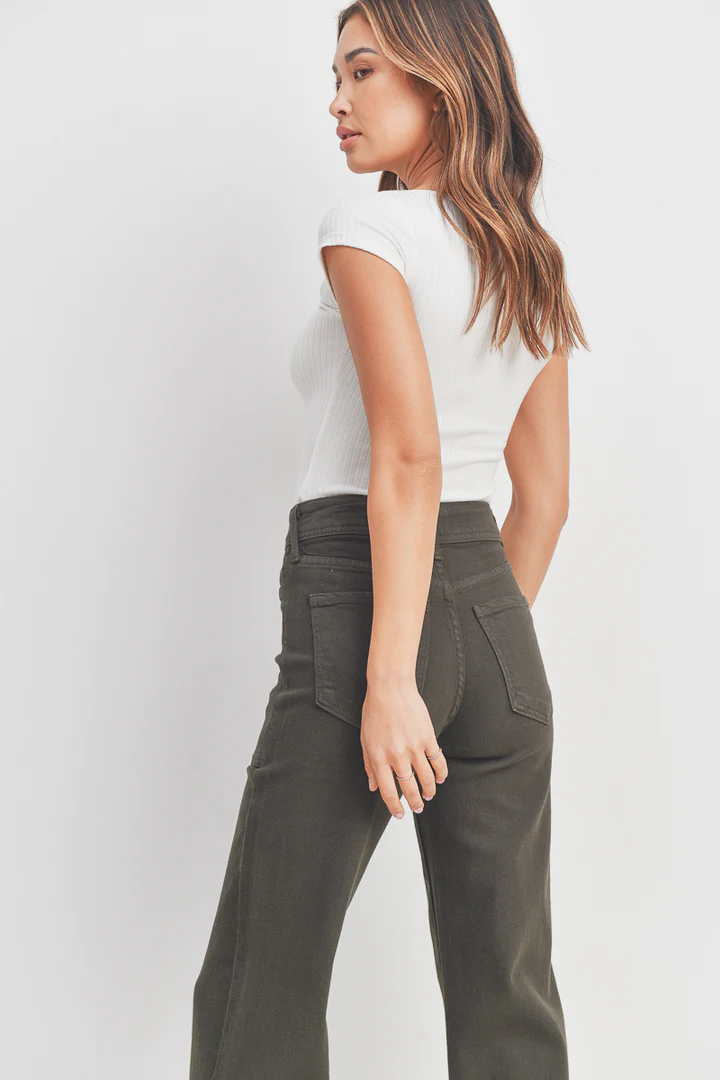 JUSTUSA Utility Wide Leg Jean - Forest Green