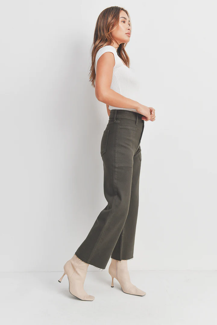 JUSTUSA Utility Wide Leg Jean - Forest Green