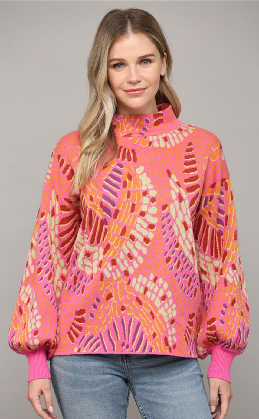 The Lola Sweater - Hot Pink Multi