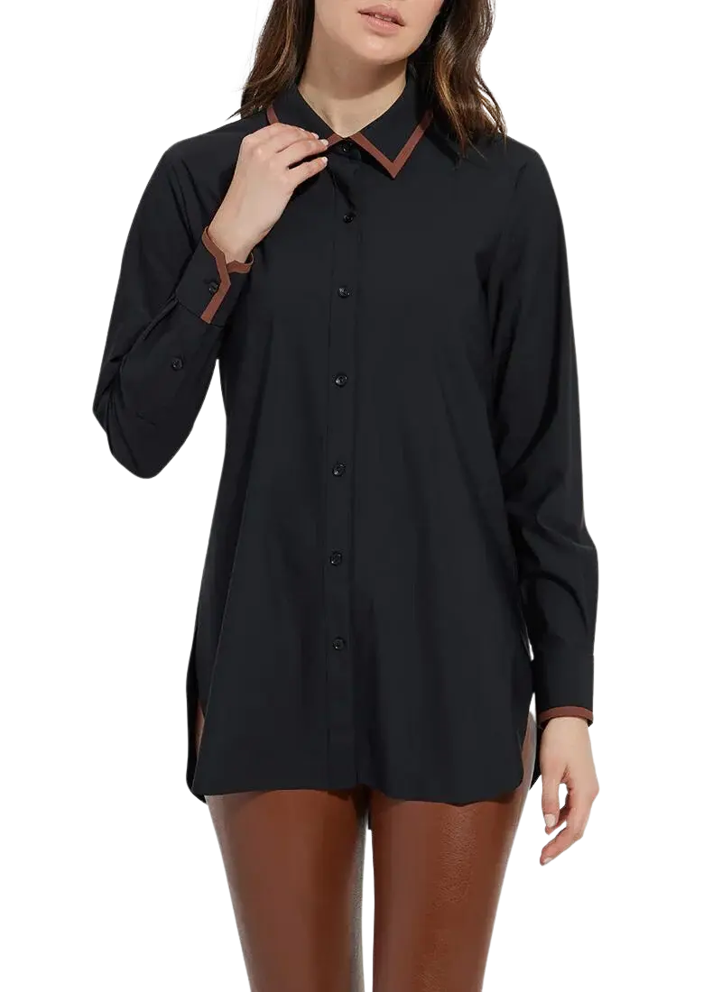 The Faye Contrast Top - Black