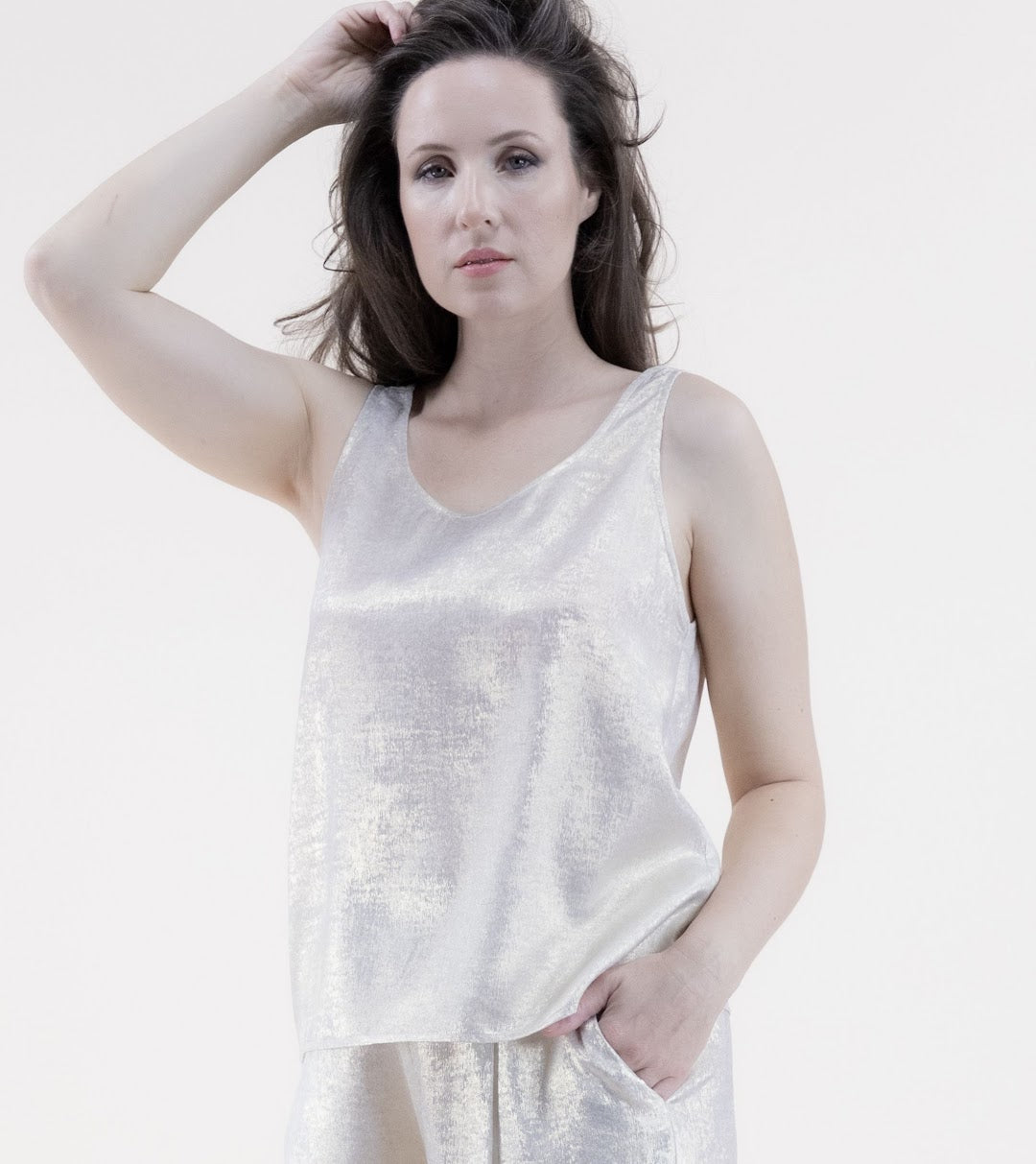 Metallic Tank Top - White