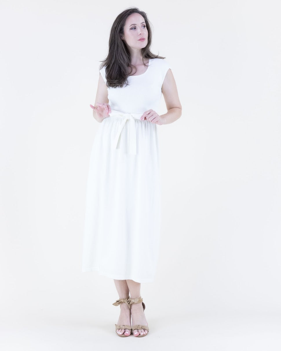 Sweater Midi Dress - White