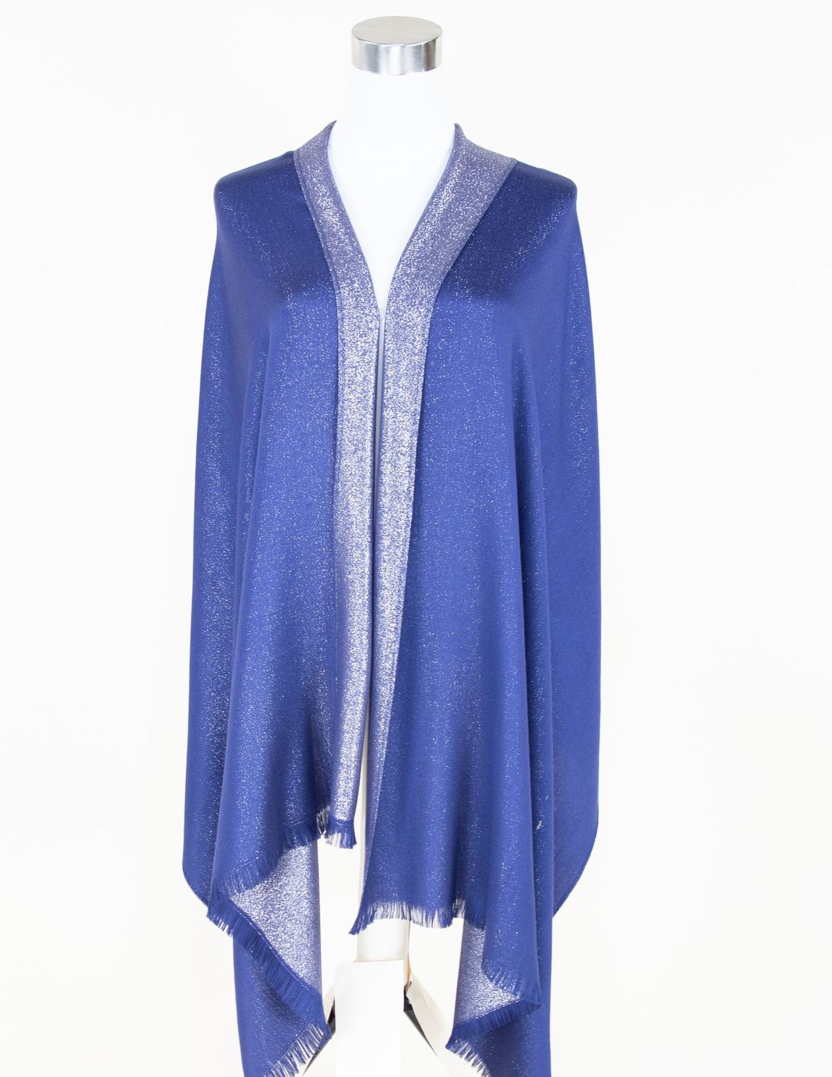2 Way Solid Metallic Pashmina - Navy