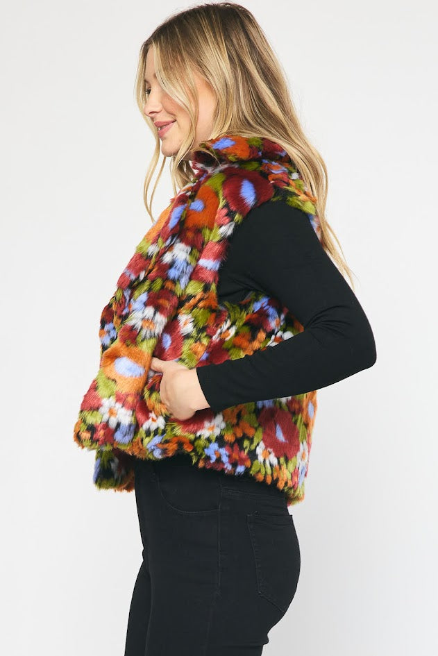 Soft And Fuzzy Vest - Burgundy