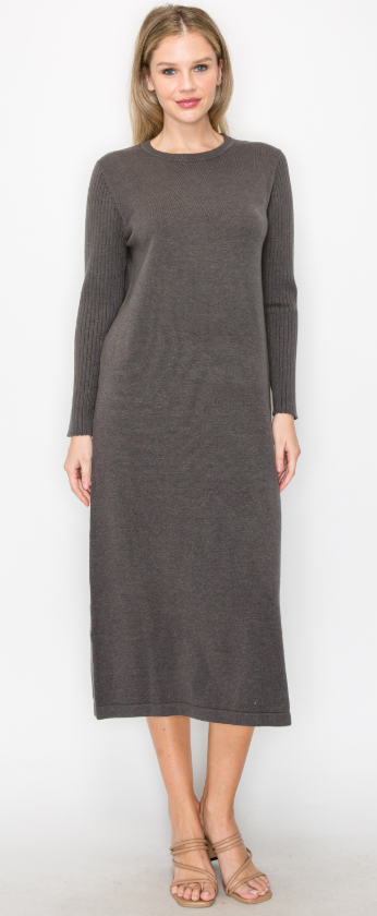 The Sandra Knit Dress - Charcoal
