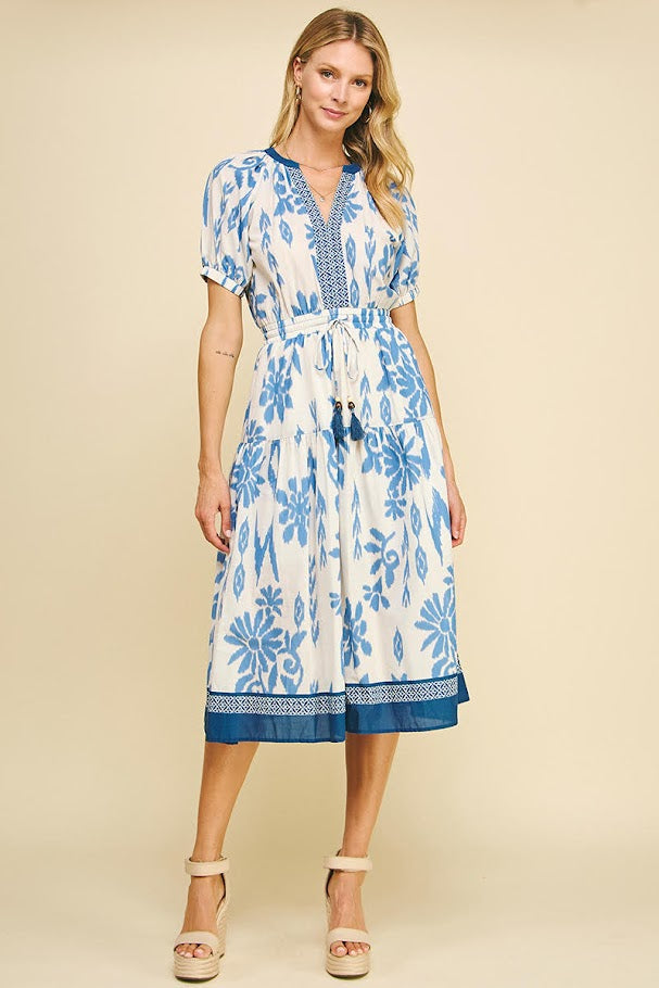 The Patricia Midi Dress - Blue Multi
