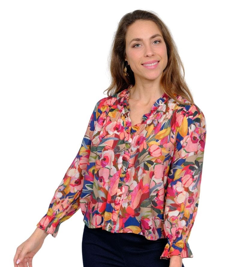 Koreen Blouse - Rosewood Garden Pink