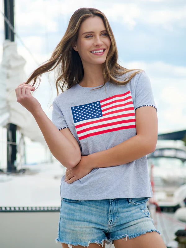American Flag Tee - Grey