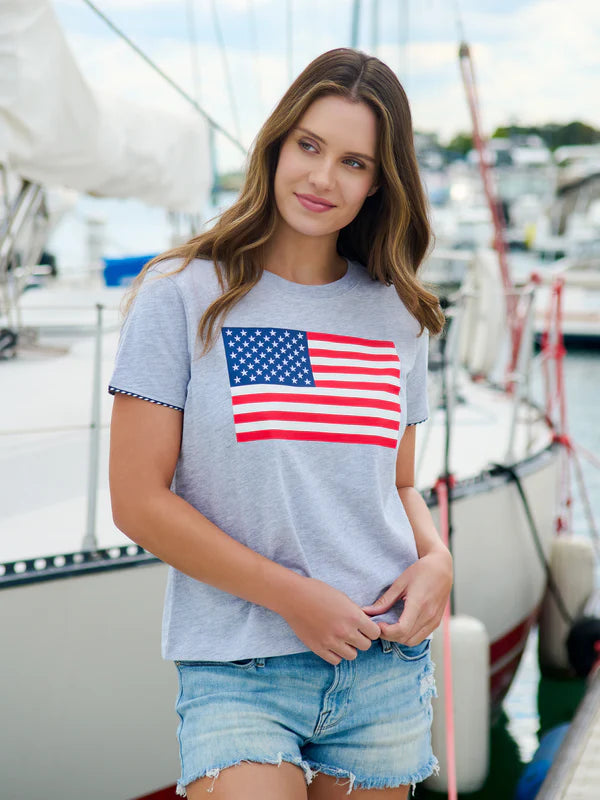 American Flag Tee - Grey