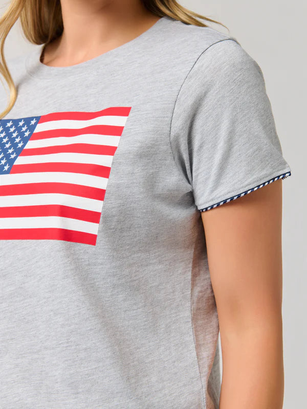 American Flag Tee - Grey