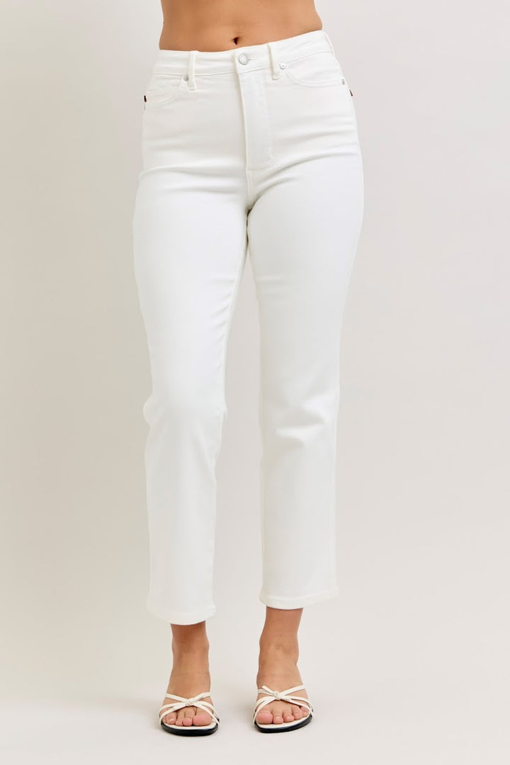 Judy Blue HR Straight Jean - White