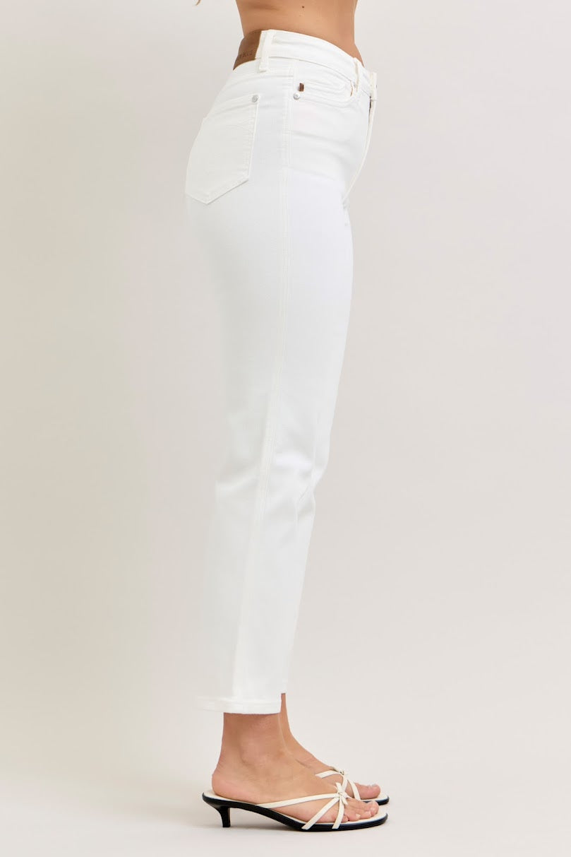 Judy Blue HR Straight Jean - White