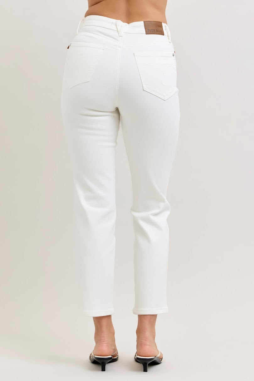 Judy Blue HR Straight Jean - White
