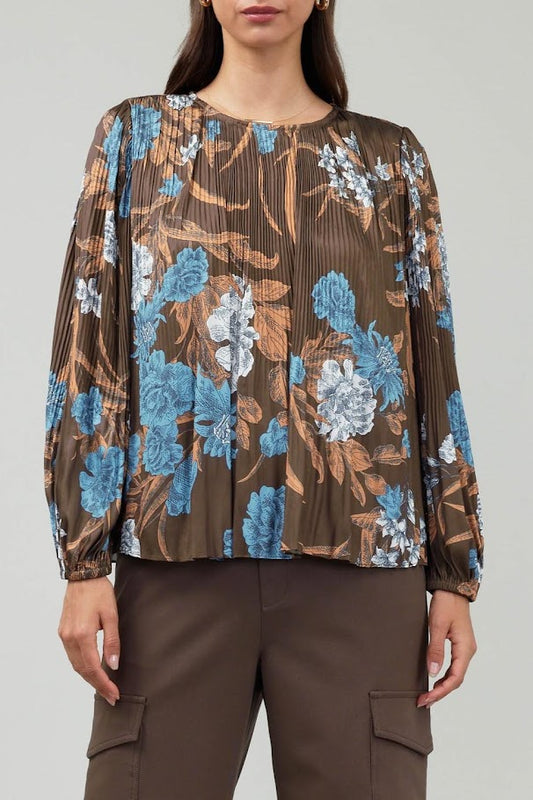 Sloane Blouse - Brown Floral