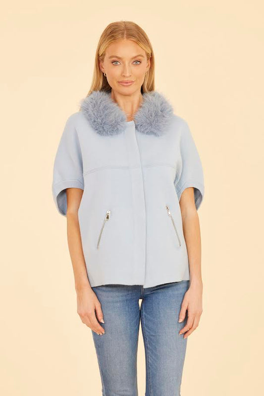 Faux Fur Cardigan - Baby Blue