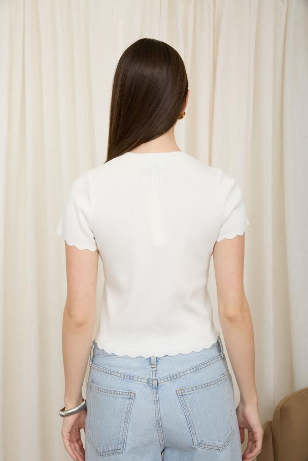 Scalloped Cardigan - Ivory