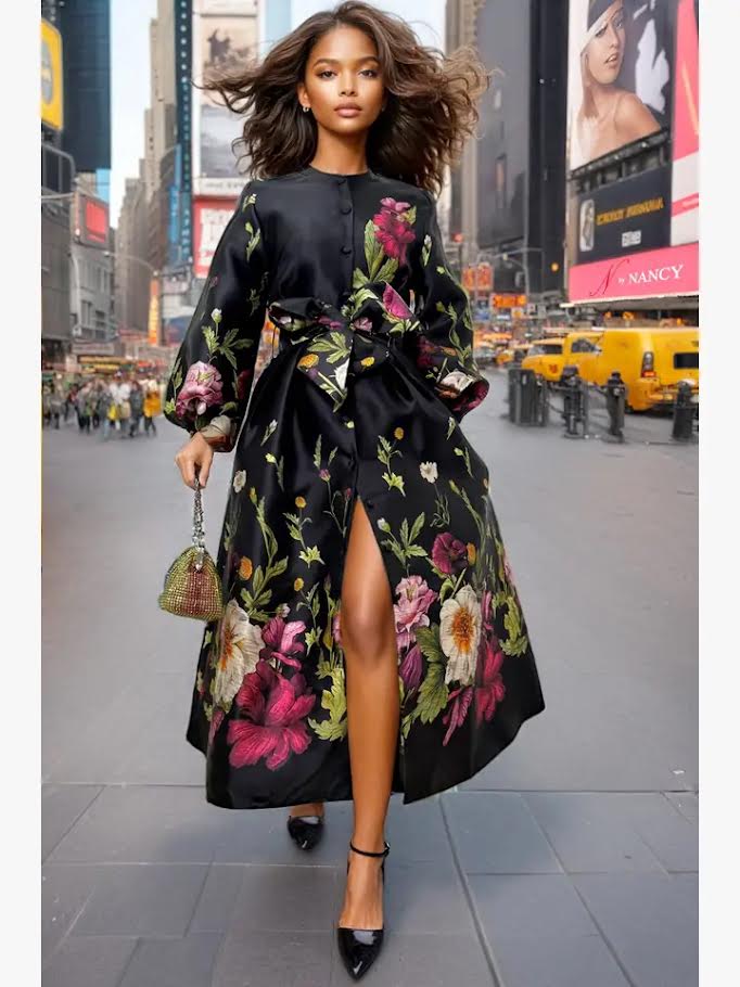 Floral Beauty Dress - Black
