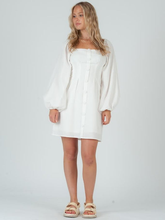 Button Down Dress - White