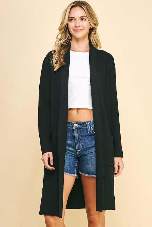 Amy Sweater Coat - Black