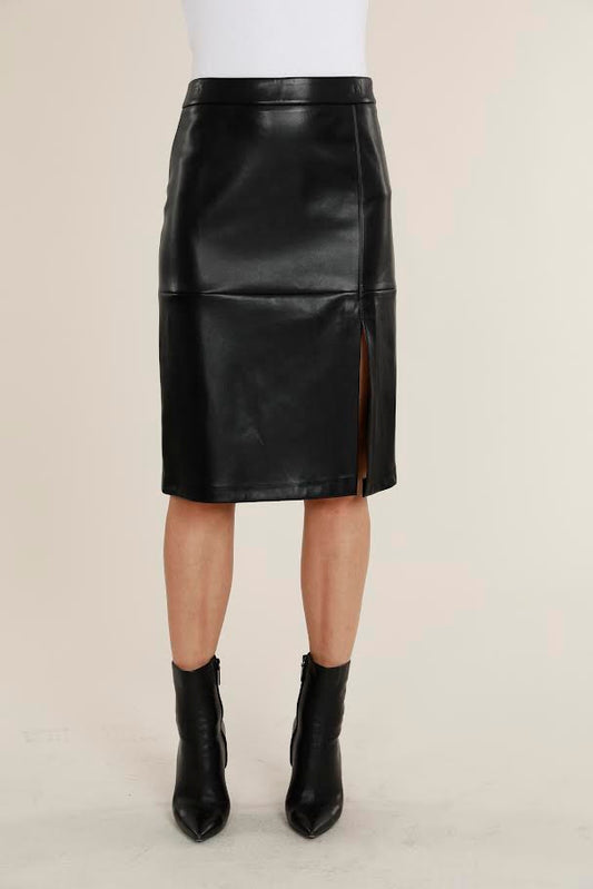 Cora Vegan Leather Skirt - Black