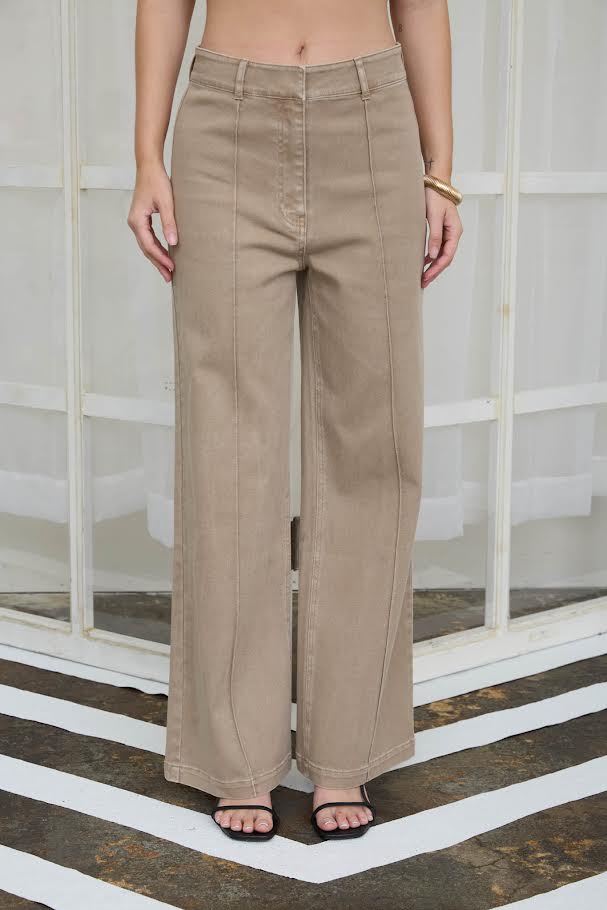 Macie Wide Leg Pants - Mocha